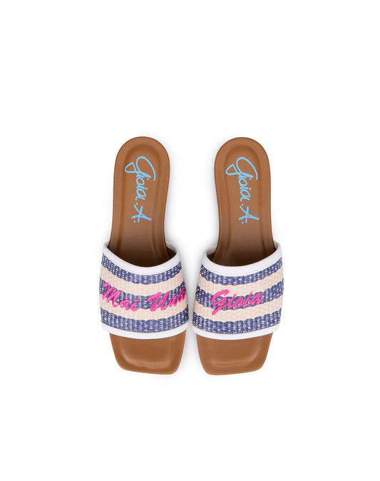 Ciabattina a Strisce Blu e Beige